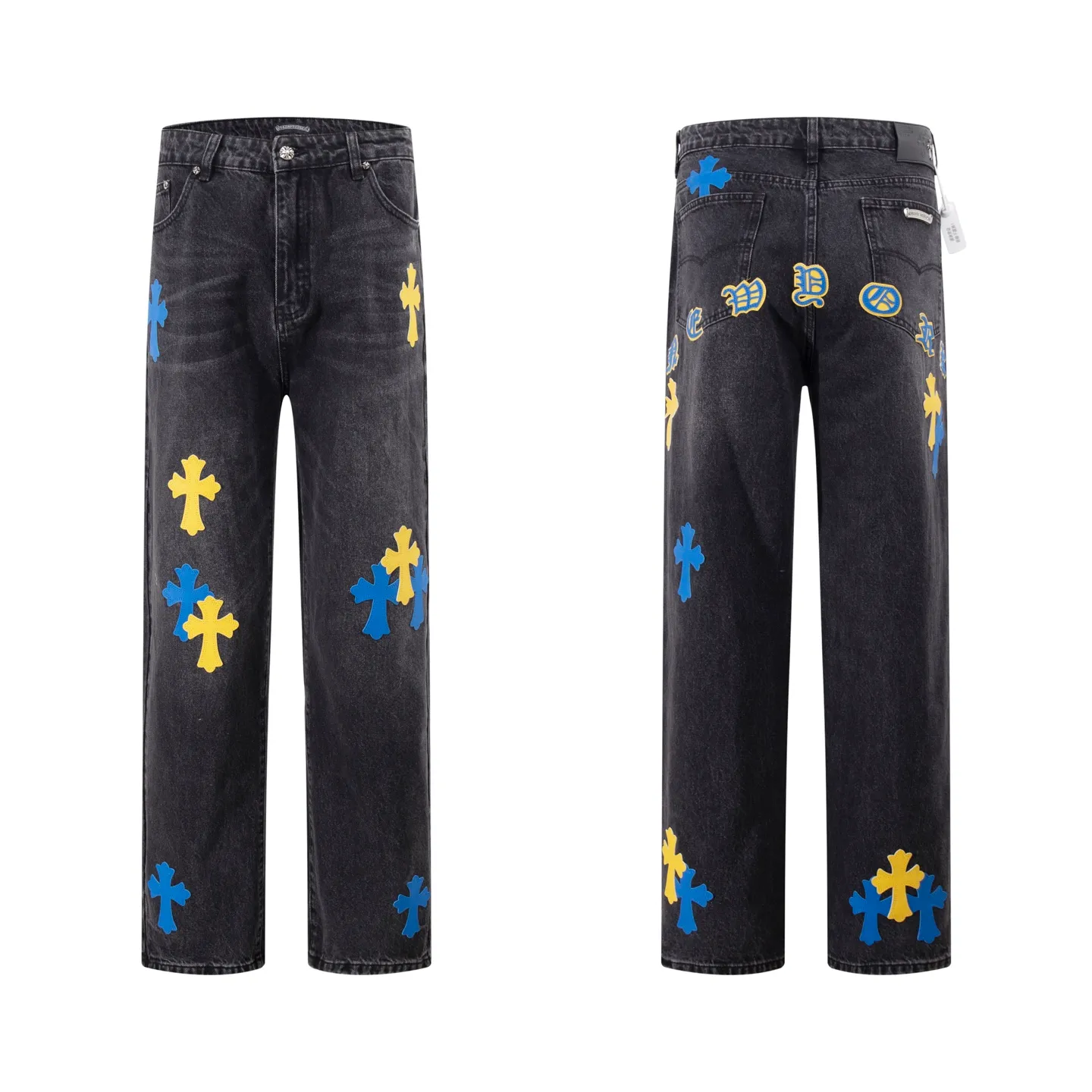 P260 Style number: H80 Croxin & 𝐂𝐡𝐫𝐨𝐦𝐞 𝐇𝐞𝐚𝐫𝐭 ss25 black leather Sanskrit fine jeans. Styles with different washed textures are very friendly to people with thin legs. The slightly flared version perfectly modifies the leg shape. The timeless and moderate length makes it easy to match and match. It is the basis for various styles and is a must-have in your wardrobe! The fabric is stiff but also makes the upper body soft without losing texture. The washing process is even more perfect. It is a must-have item for everyone! ! ! Washed wheat, hang tag, pants label, three labels complete Color: black Size: 30-32-34-36